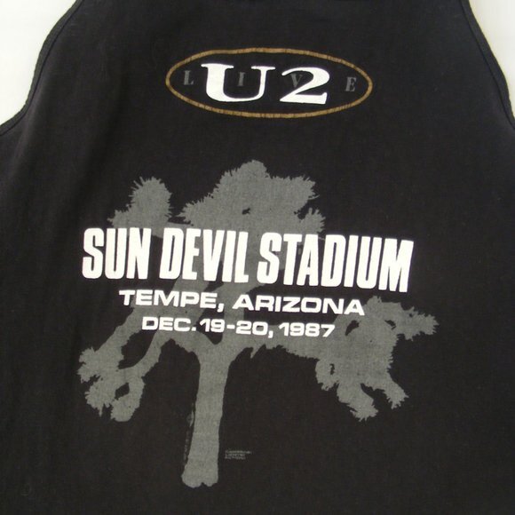 U2 Concert Shirt, XL Joshua Tree, Phoenix AZ Tank 1987, Black, Movie Event - Picture 9 of 10